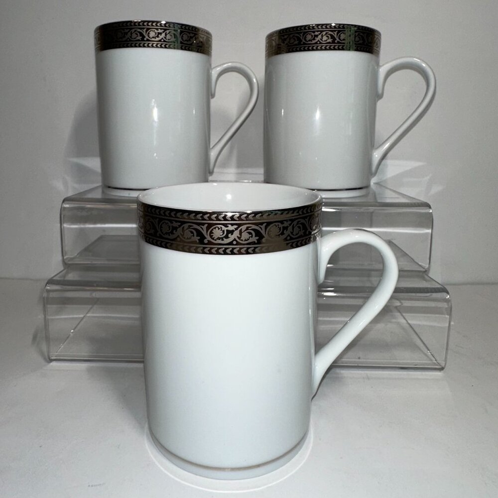 Lot of 3 American Atelier WINDSOR PLATINUM 5771 Fine Porcelain Coffee Mug~NEW~